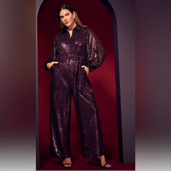Eloquii Pants - Sequin Jumpsuit With Collar size 22